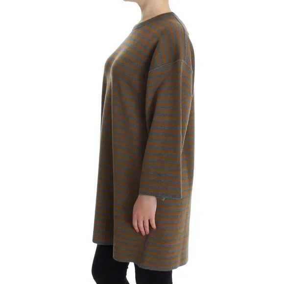 Dolce & Gabbana Oversized Gray Yellow Striped Sweater Top